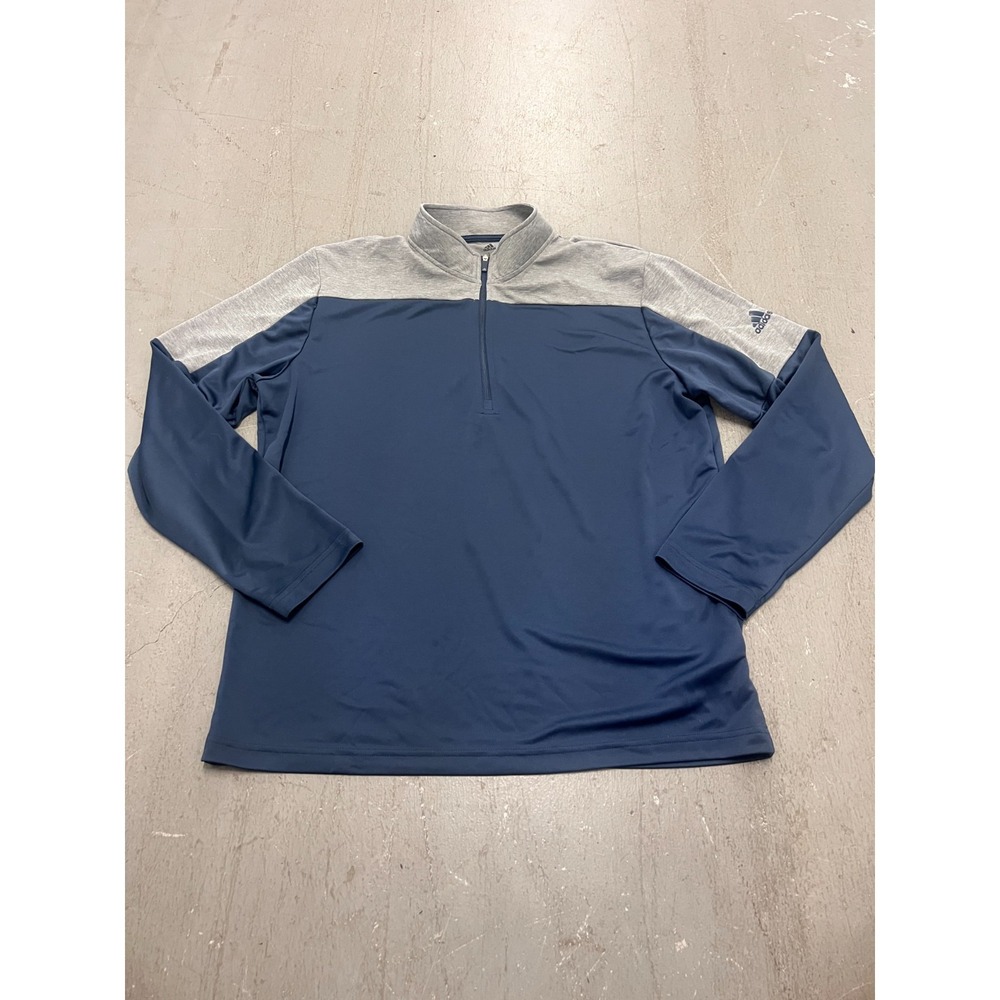 Adidas Primegreen Top Mens Large Navy Gray Colorblock 1/4 Zip Golf Performance